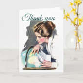 Dank u, leraar  dame Wereldbol geschiedenis Geo Kaart (Gele Bloem)