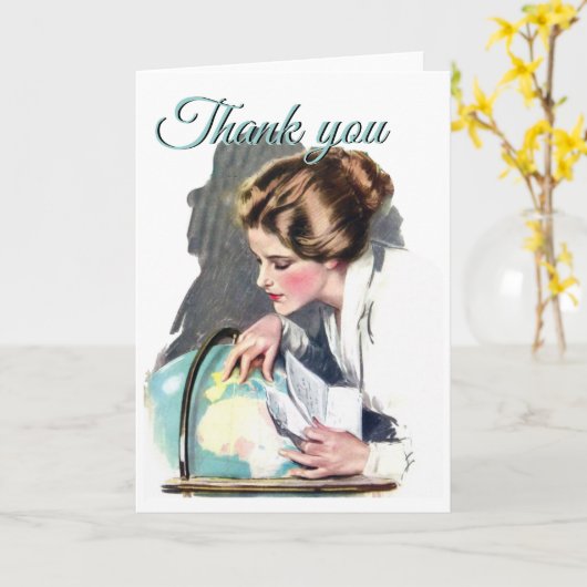 Dank u, leraar  dame Wereldbol geschiedenis Geo Kaart (Gele Bloem)