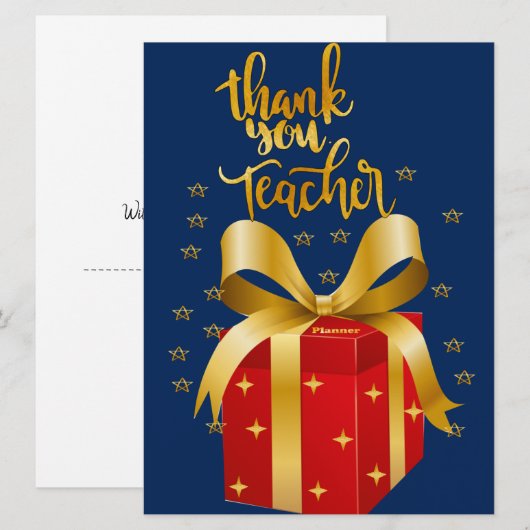 Dank u, leraar feestdagenkaart (Voorkant / Achterkant)