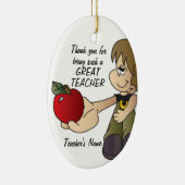 Dank u - Leraar - Jongen Keramisch Ornament (Rechts)