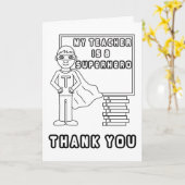 Dank u leraar - Kleur me in superheld Kaart (Gele Bloem)