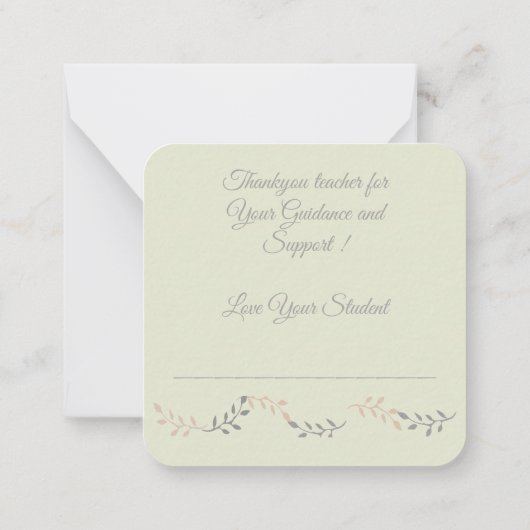 Dank u Leraar: Notitiekaartje (Achterkant)