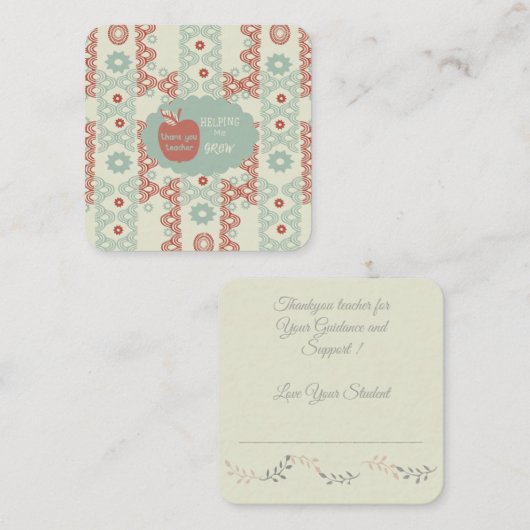 Dank u Leraar: Notitiekaartje (Voorkant / Achterkant)