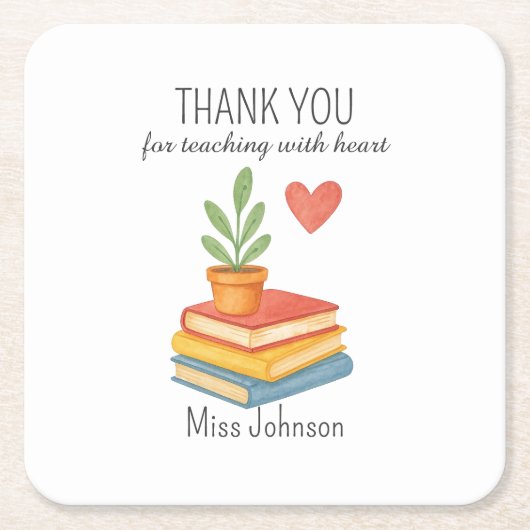 Dank u leraar - oprechte waardering cadeau - kartonnen onderzetters (Voorkant)
