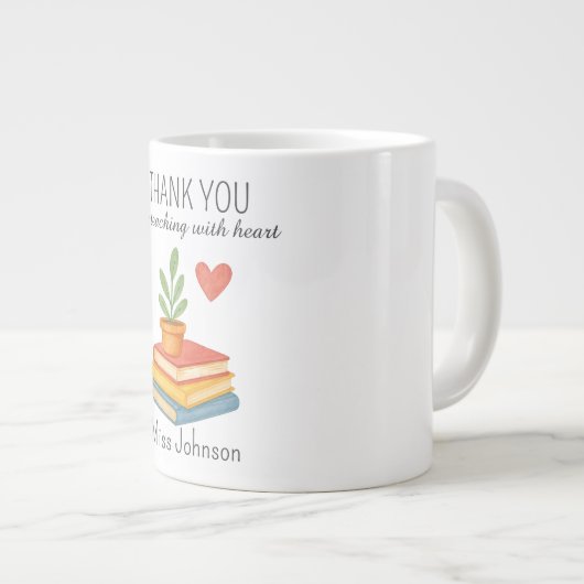 Dank u leraar - oprechte waardering geschenk grote koffiekop (Voorkant rechts)