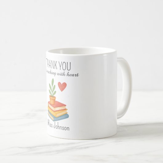 Dank u leraar - oprechte waardering geschenk koffiemok (Voorkant rechts)