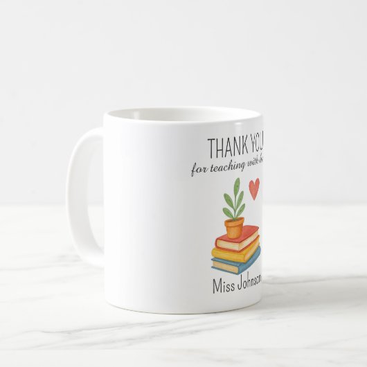 Dank u leraar - oprechte waardering geschenk koffiemok (Voorkant links)