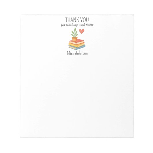 Dank u leraar - oprechte waardering geschenk notitieblok (Voorkant)