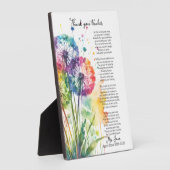 Dank u leraar pensioen paardenbloem gedicht fotoplaat (Zijkant)