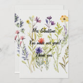 Dank u Leraar U maakte ons Jaar. Bewerkbare tekst Bedankkaart (Voorkant / Achterkant)