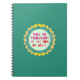 Dank u, leraar, voor uw werk van hart notitieboek