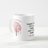 Dank u leraar waardering regenboog hart boom koffiemok (Voorkant links)