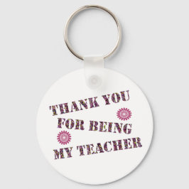 Dank u, leraar waardering roze bloem sleutelhanger