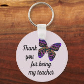 Dank u, leraar waardering voor kleurrijke vlinder sleutelhanger (Voorkant)