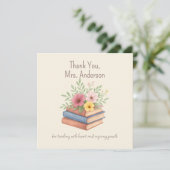 Dank U Leraar - Waterverf Bloemen - Platte kaart (Staand voorkant)