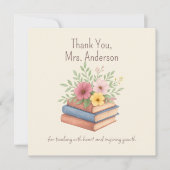 Dank U Leraar - Waterverf Bloemen - Platte kaart (Voorkant)