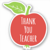 Dank U Leraar witte tekst rode appel Sticker (Voorkant)