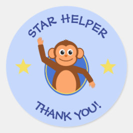 Dank u leraren helper aap blauw ronde sticker