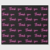 Dank u Leuk Modern Zwart Heet Roze Neon Script Cadeaupapier (Vlak)