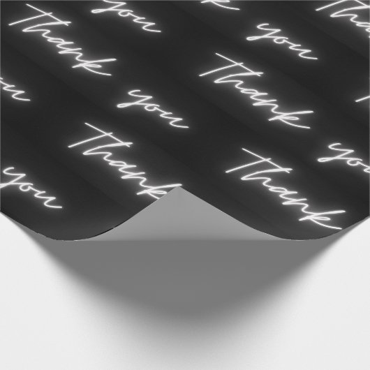 Dank u Leuk Modern Zwart Wit Neon Script Cadeaupapier (Hoek)