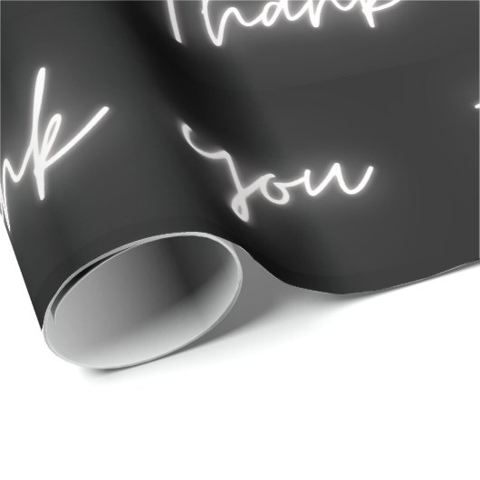 Dank u Leuk Modern Zwart Wit Neon Script Cadeaupapier (Rol Hoek)
