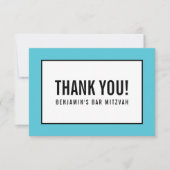 DANK U leuk vet blok zwart turquoise RSVP Kaartje (Voorkant)