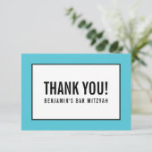 DANK U leuk vet blok zwart turquoise RSVP Kaartje (Staand voorkant)