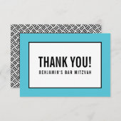 DANK U leuk vet blok zwart turquoise RSVP Kaartje (Voorkant / Achterkant)