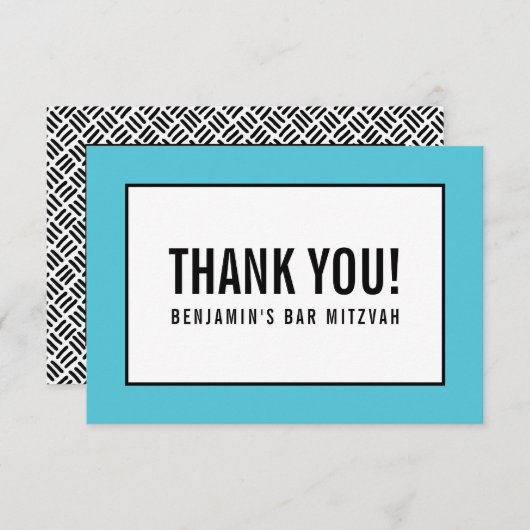 DANK U leuk vet blok zwart turquoise RSVP Kaartje (Voorkant / Achterkant)