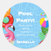Dank u Leuk Zwembad Party Zwemmen Verjaardag Ronde Sticker (Voorkant)
