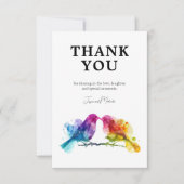 🌈Dank u LGBTQ+ Regenboog Lovebirds Bedankkaart (Voorkant)