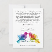 🌈Dank u LGBTQ+ Regenboog Lovebirds Bedankkaart (Achterkant)