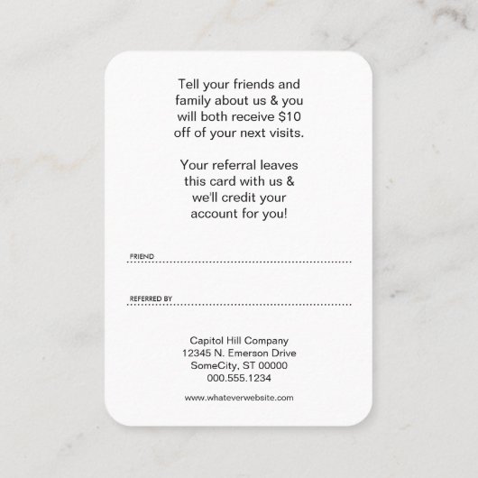 dank u , licht , raadpleeg een vriendenprogramma aanbevelingskaartje (Achterkant)