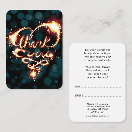 dank u , licht , raadpleeg een vriendenprogramma aanbevelingskaartje (Voorkant / Achterkant)