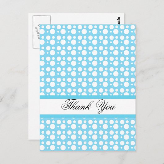 Dank u, lichtblauwe stippen briefkaart (Voorkant / Achterkant)