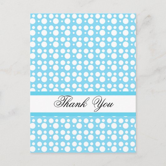 Dank u, lichtblauwe stippen briefkaart (Voorkant)