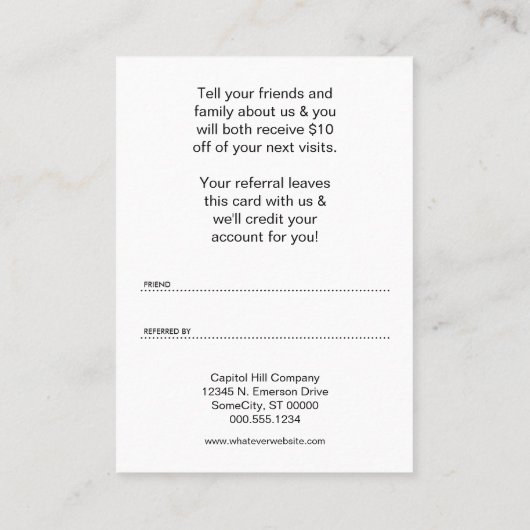 dank u , lichtend verwijzingsprogramma aanbevelingskaartje (Achterkant)