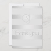 Dank u - Lichtgevende Zilveren Strepen Monogram Bedankkaart (Voorkant)