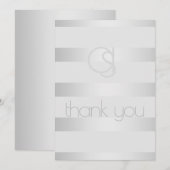 Dank u - Lichtgevende Zilveren Strepen Monogram Bedankkaart (Voorkant / Achterkant)