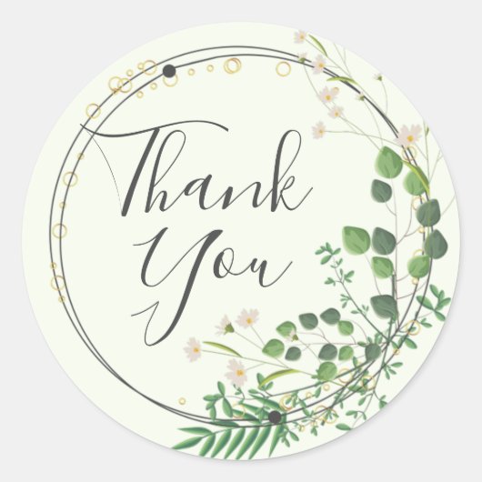 Dank U Lichtgroene Groene Krans Vierkante Stok Ronde Sticker (Voorkant)