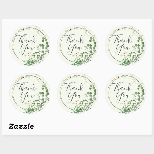 Dank U Lichtgroene Groene Krans Vierkante Stok Ronde Sticker (Vel)