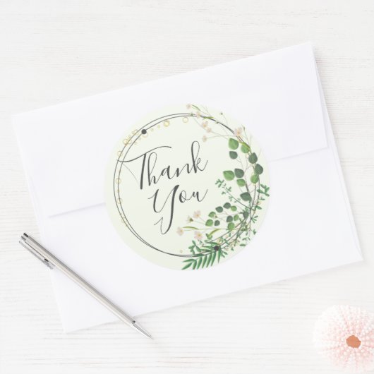 Dank U Lichtgroene Groene Krans Vierkante Stok Ronde Sticker (Envelop)