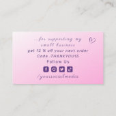 Dank u Lichtroze Ombre Moderne Sociale Media Visitekaartje (Achterkant)