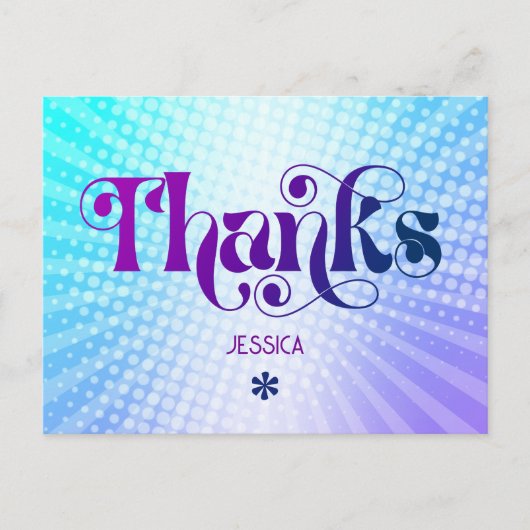 Dank u lief 16 Groovy Paarse Blauwe Gradiënt Briefkaart (Voorkant)
