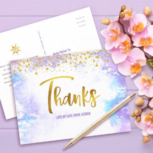Dank u lief 16 Paarse Waterverf gouden verjaardag Briefkaart
