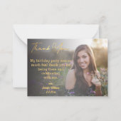 dank u lief 16 verjaardag goud vervaagd foto notitiekaartje (Voorkant)