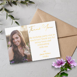 Dank u lief 16 verjaardag gouden foto notitiekaartje