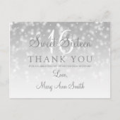 Dank u Lief 16 Zilveren Bokeh Sparkle Lights Briefkaart (Voorkant)
