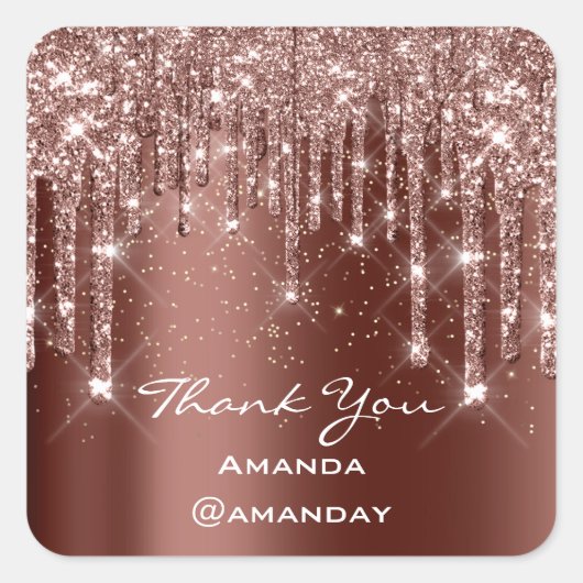 Dank u lief 16e bruids Roos bruin goud Vierkante Sticker (Voorkant)
