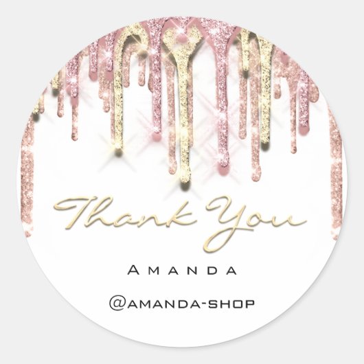 Dank u lief 16e bruids Roos druppel wit Ronde Sticker (Voorkant)